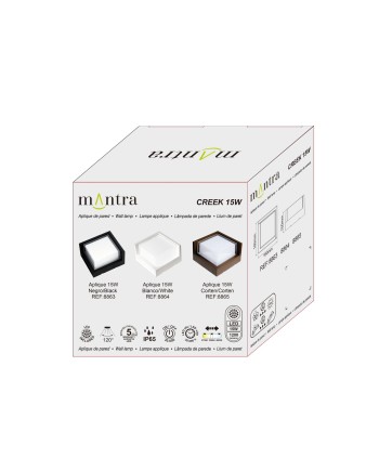 CREEK * APLIQUE EXTERIOR NEGRO LED IP65 - 15W - CCT